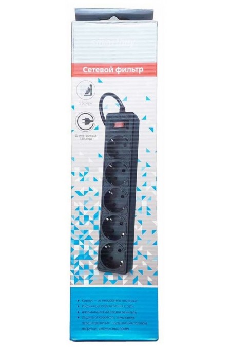 Сетевой фильтр SmartBuy SBSP-18-K 5 розеток 1.8 м (черный) 4