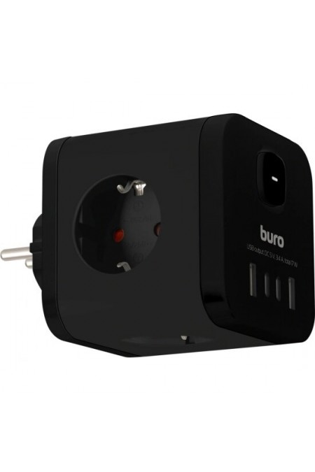 Сетевой разветвитель Buro BU-PW3UC-B 3 розетки (черный) 1