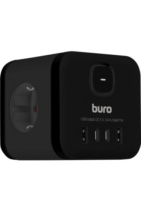 Сетевой разветвитель Buro BU-PW3UC-B 3 розетки (черный) 3