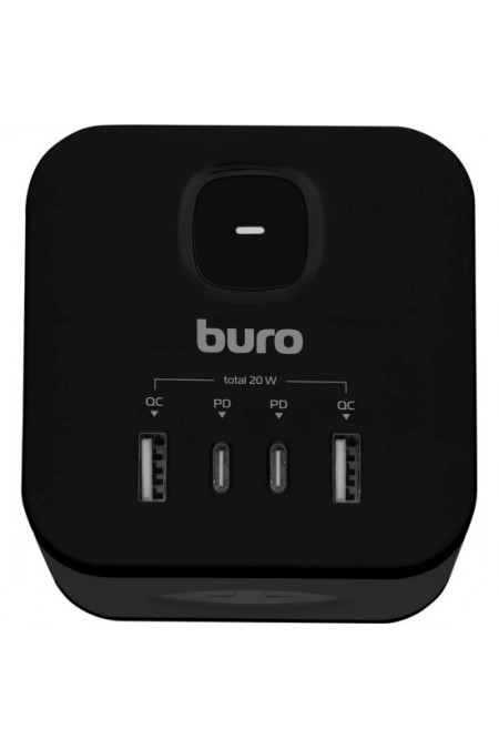 Сетевой разветвитель Buro BU-PW3UC-Plus-B 3 розетки (черный) 