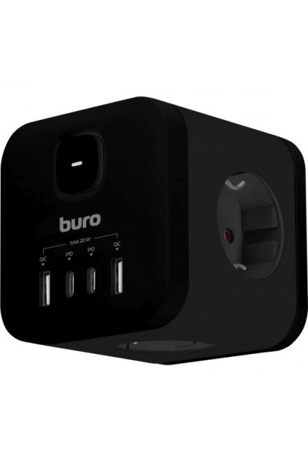 Сетевой разветвитель Buro BU-PW3UC-Plus-B 3 розетки (черный) 1