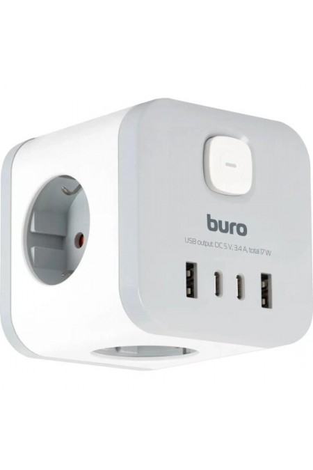 Сетевой разветвитель Buro BU-PW3UC-W 3 розетки (белый) 1