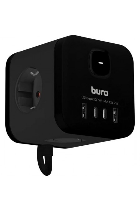 Сетевой удлинитель Buro BU-PC3.1UС-B 3 розетки 1.5 м (черный) 