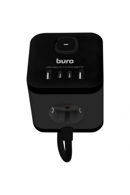 Сетевой удлинитель Buro BU-PC3.1UС-B 3 розетки 1.5 м (черный) 1