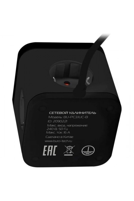 Сетевой удлинитель Buro BU-PC3.1UС-B 3 розетки 1.5 м (черный) 4