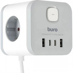 Сетевой удлинитель Buro BU-PC3.1UС-W 3 розетки 1.5 м (белый)