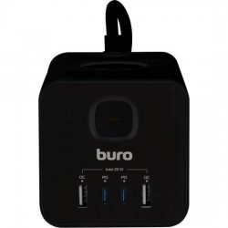 Сетевой удлинитель Buro BU-PTE4.1UC-Plus-B 4 розетки 1.5 м (черный)
