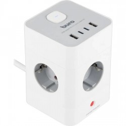 Сетевой удлинитель Buro BU-PTE4.1UC-W 4 розетки 1.5 м (белый)
