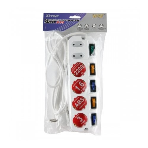Сетевой удлинитель MOST Active A10 6 розеток 1.6 м (белый) 1