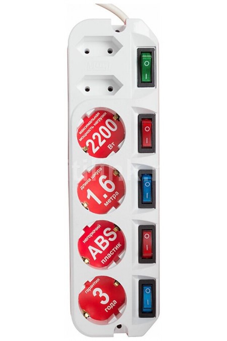 Сетевой удлинитель MOST Active A10 6 розеток 1.6 м (белый) 2