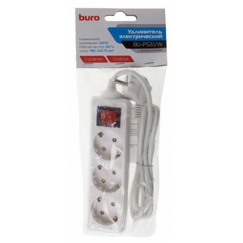 Удлинитель Buro BU-PS3.1/W 3 розетки 1.5 м (белый) 3
