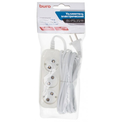 Удлинитель Buro BU-PSL3.5/W 3 розетки 5 м (белый) 1