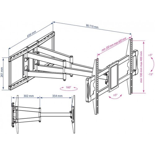 Кронштейн Kromax ATLANTIS-70 (черный) 3