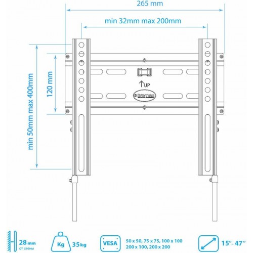 Кронштейн Kromax FLAT-5 (черный) 6