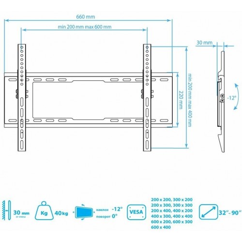 Кронштейн Kromax IDEAL-102 (черный) 1