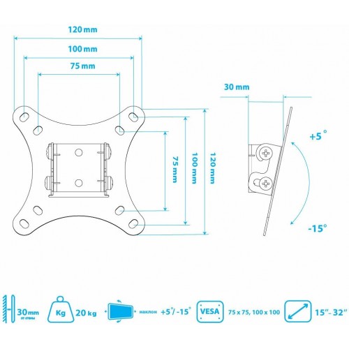 Кронштейн Kromax VEGA-6 new (черный) 6