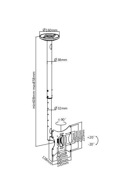 Кронштейн на потолок Ultramounts UM 890 (черный) 