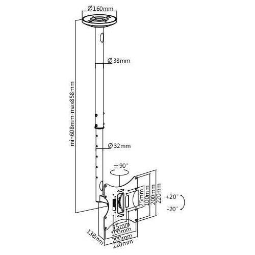 Кронштейн на потолок Ultramounts UM 890 (черный) 