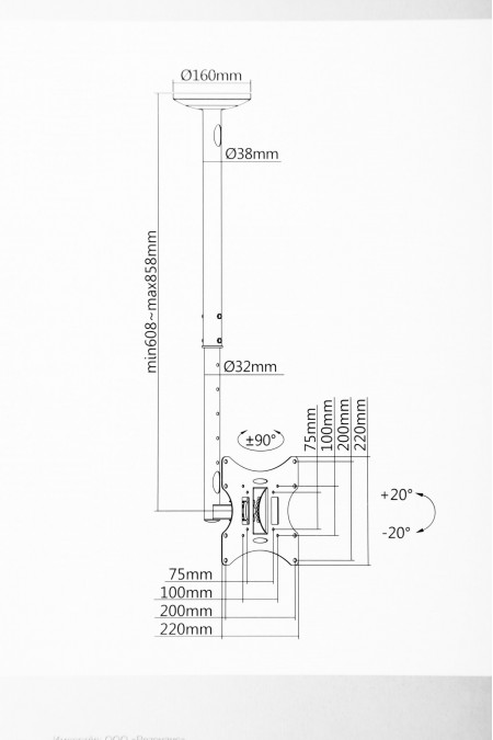Кронштейн на потолок Ultramounts UM 890 (черный) 2