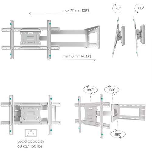 Кронштейн ONKRON M7L (белый) 1