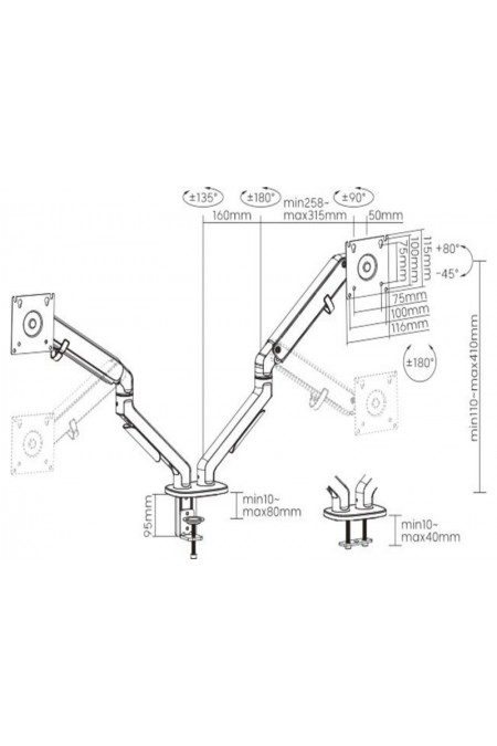 Кронштейн Ultramounts UM 735SIL (серый/серебристый) 1