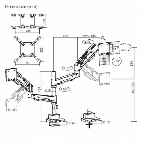 Кронштейн Ultramounts UM744BG (черный/серый) 1