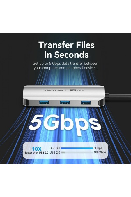 Док-станция Vention TQHHB 6 в 1 (серый) 4