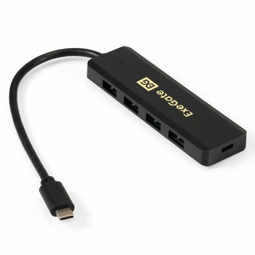 Хаб ExeGate DUB-4CP/3 (кабель-адаптер USB Type C - 4xUSB3.0, Plug Play) (черный) 