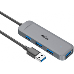 Концентратор Netac USB Hub WF11, USB-A to USB3.0 x 4.(NT08WF11-30GR) (серый)