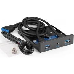 Планка ExeGate U3H-627S 35&quot  2*USB3.0+HD Audio Combo металл подсоед. к MB (черный)
