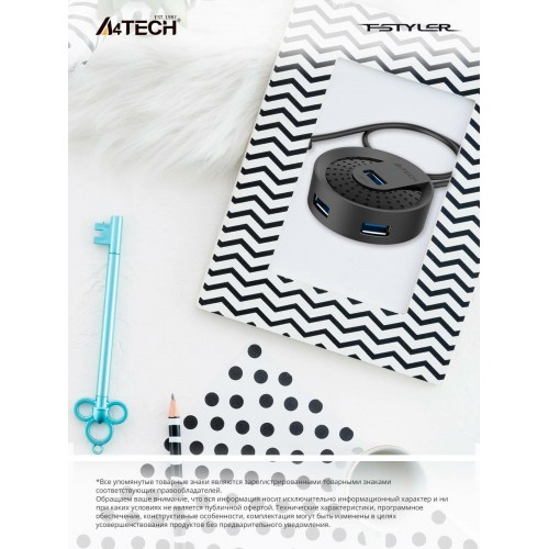 Разветвитель A4Tech USB 3.0 HUB-30C 4порт (черный) 1