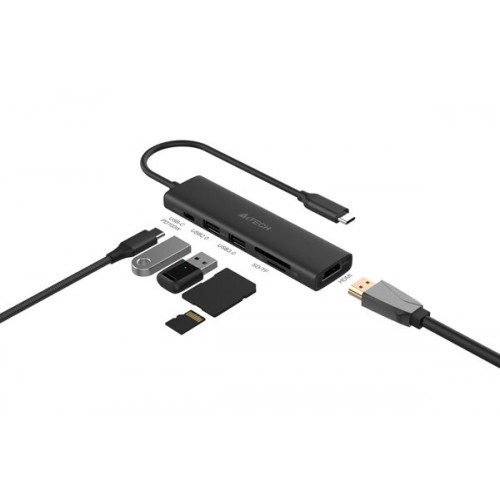Разветвитель A4Tech USB-C DST-60C 2порт. (серый) 6
