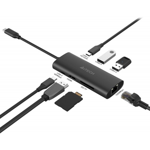 Разветвитель A4Tech USB-C DST-80C 2порт (серый) 5