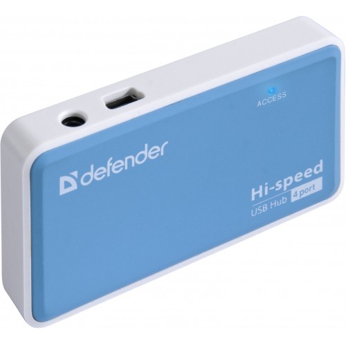 Разветвитель Defender USB Quadro Power USB2.0, 4порта, блок питания 2A 83503 (синий/серый) 2