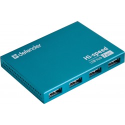 Разветвитель Defender USB Septima Slim USB2.0, 7портов,блок питания 2A 83505 (синий)