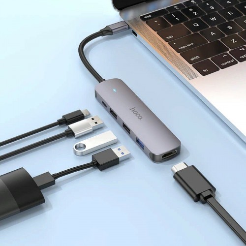 Разветвитель Hoco USB-C HB27 4порт. (серый) 4
