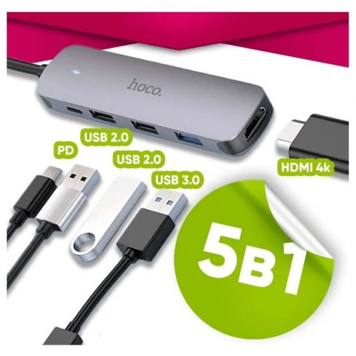 Разветвитель Hoco USB-C HB27 4порт. (серый) 7