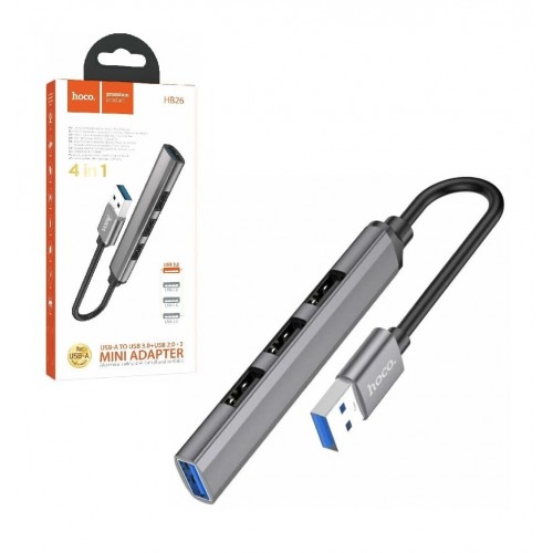 USB-хаб Hoco HB26 (серый металл) 5