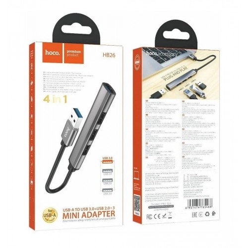 USB-хаб Hoco HB26 (серый металл) 7