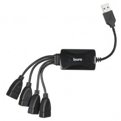 USB-концентратор Buro BU-HUB4-0.3-U2.0-Splitter 4 порта (черный)