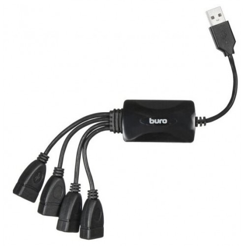 USB-концентратор Buro BU-HUB4-0.3-U2.0-Splitter 4 порта (черный) 