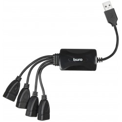 USB-концентратор Buro BU-HUB4-0.3-U2.0-Splitter 4порт. (черный)