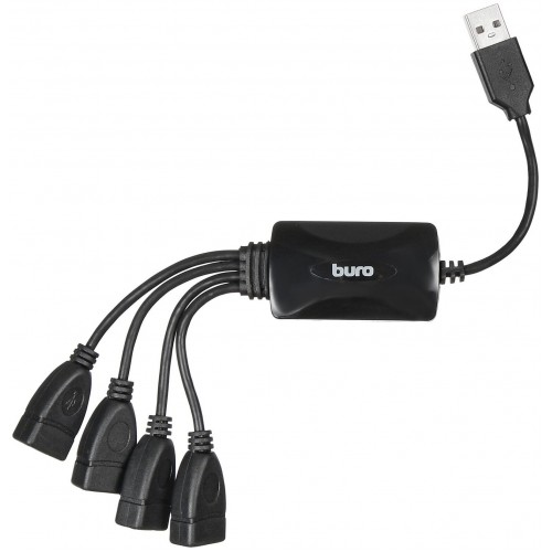 USB-концентратор Buro BU-HUB4-0.3-U2.0-Splitter 4порт. (черный) 