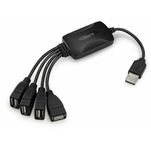 USB-концентратор Buro BU-HUB4-0.3-U2.0-Splitter 4порт. (черный) 5