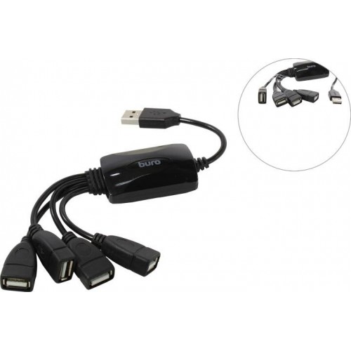 USB-концентратор Buro BU-HUB4-0.3-U2.0-Splitter 4порт. (черный) 9