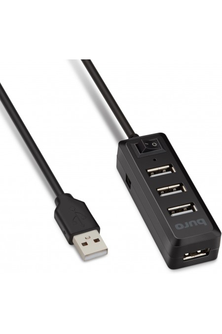 USB-концентратор Buro BU-HUB4-0.5L-U2.0 4 порта (черный) 3