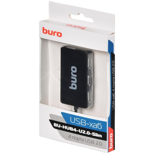 USB-концентратор Buro BU-HUB4-U2.0-Slim 4 порта (черный) 2
