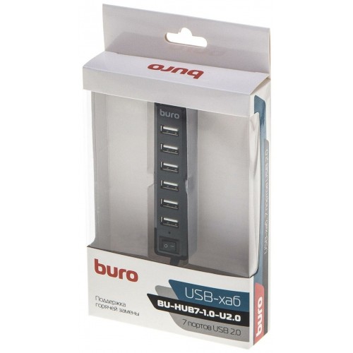 USB-концентратор Buro BU-HUB7-1.0-U2.0 7порт. (черный) 3