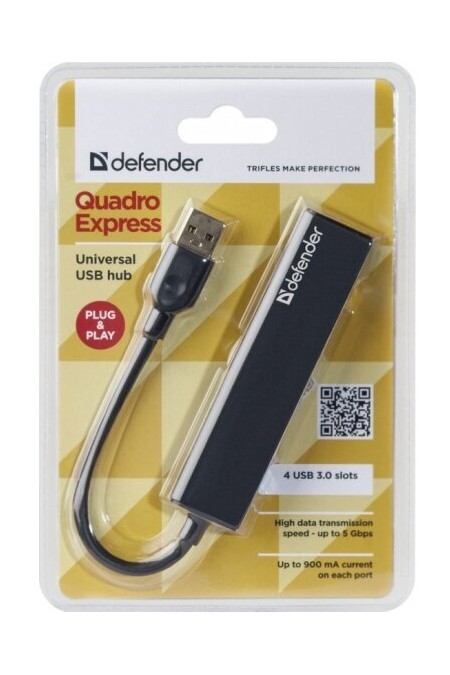 USB-концентратор Defender 83204 Quadro Express USB3.0 4 порта (черный) 2