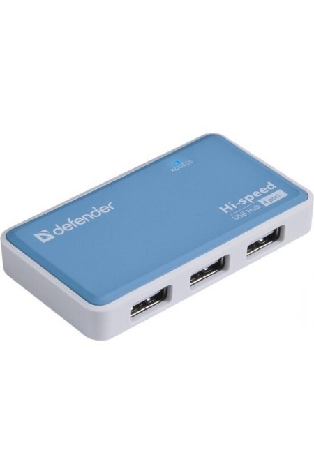 USB-концентратор Defender 83503 Quadro Power USB2.0 4 порта (синий/серый) 